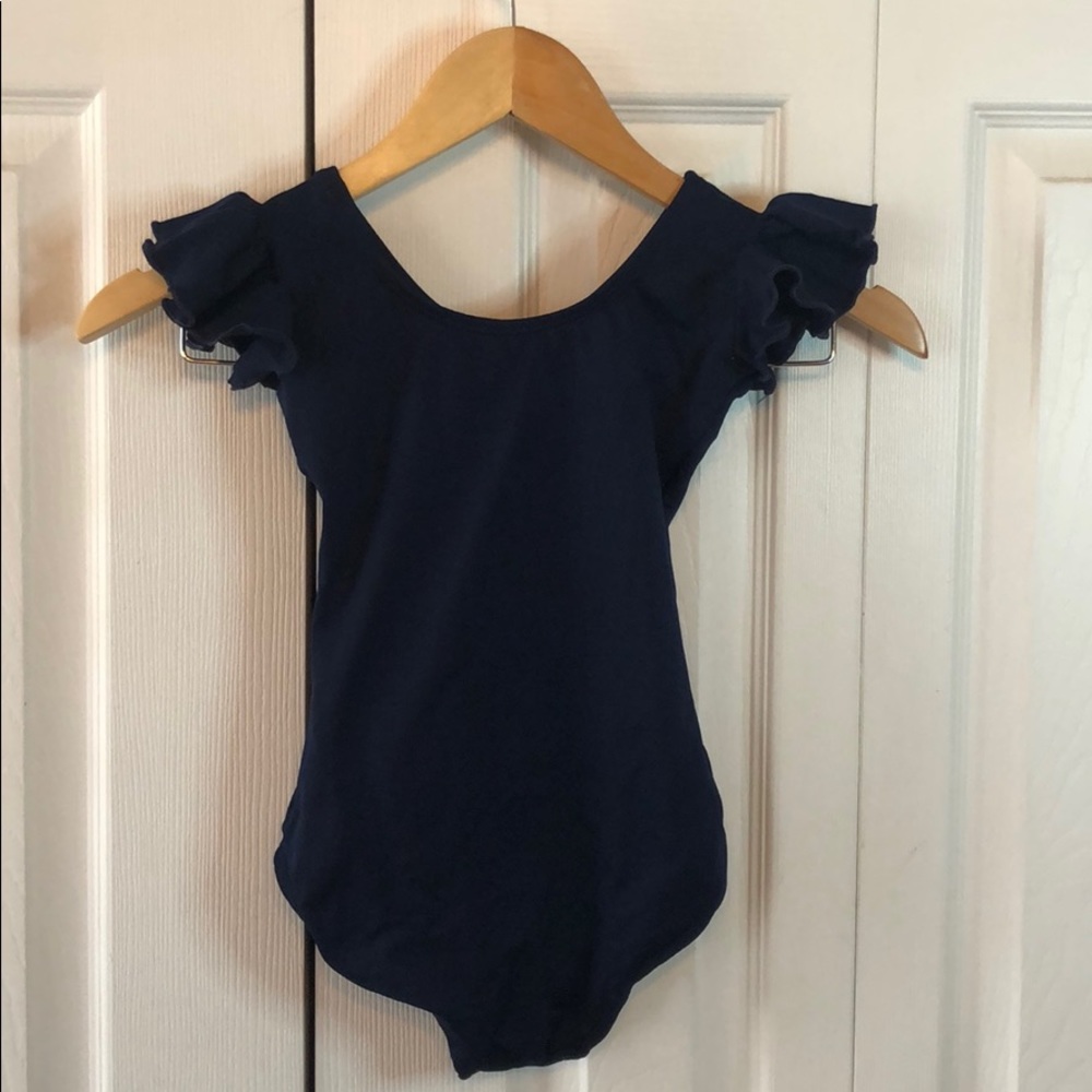 Navy blue leotard and skirt set